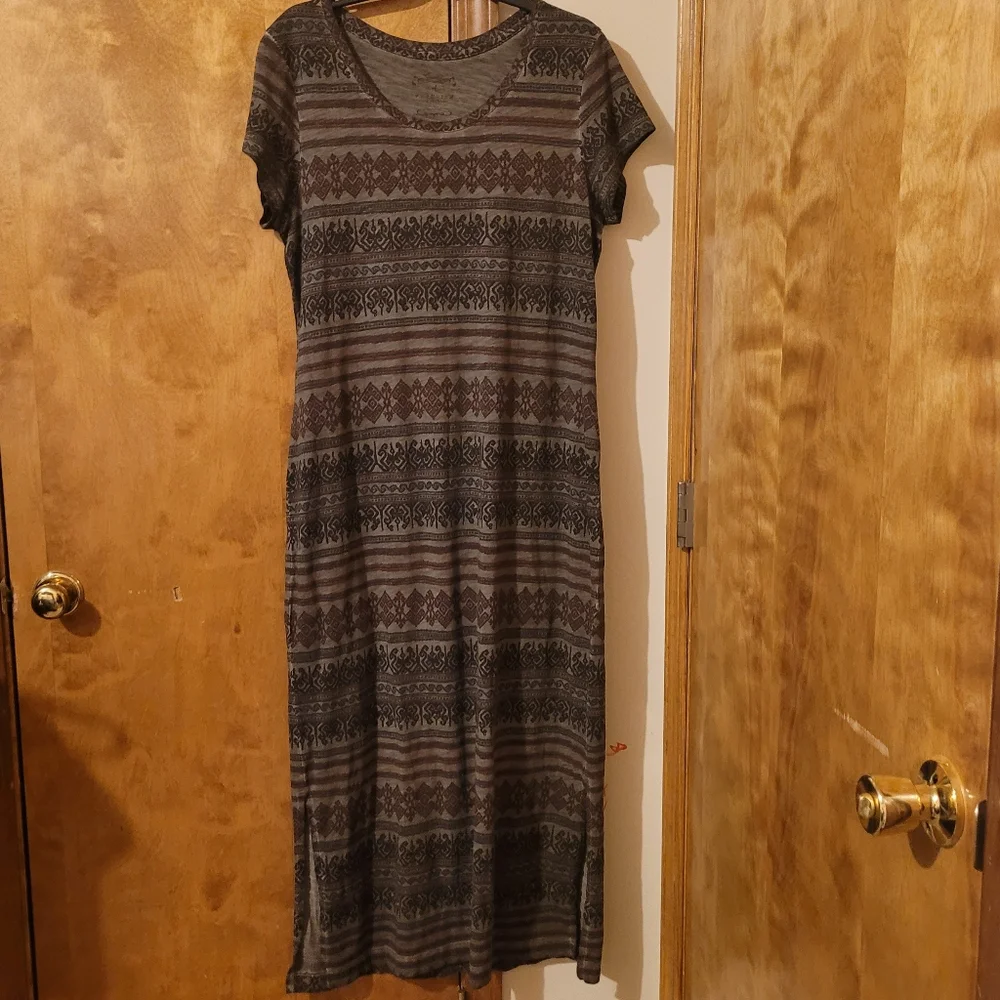 Peruvian Connection Womens Cotton Jersey Midi  Tribal Stripe Dress Large - Picture 10 of 13